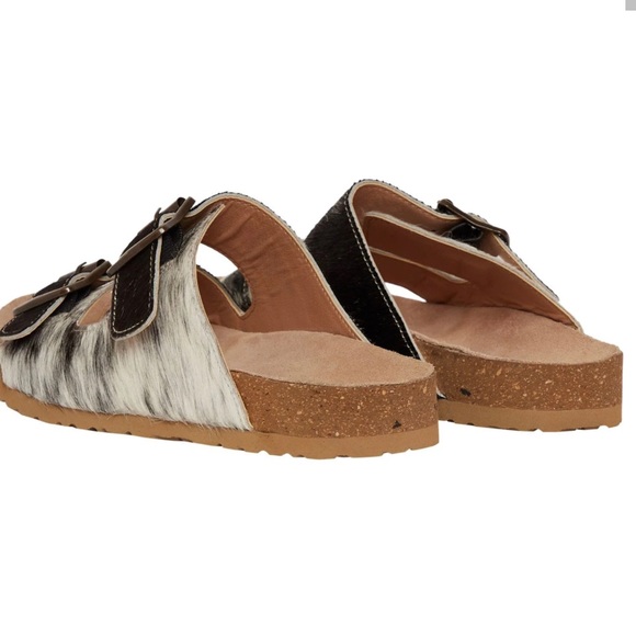 NEW Myra Bag Lazy Days Shoes Hair On Hide Sandals Cork  Comfort Cow Western NWT - Picture 3 of 4